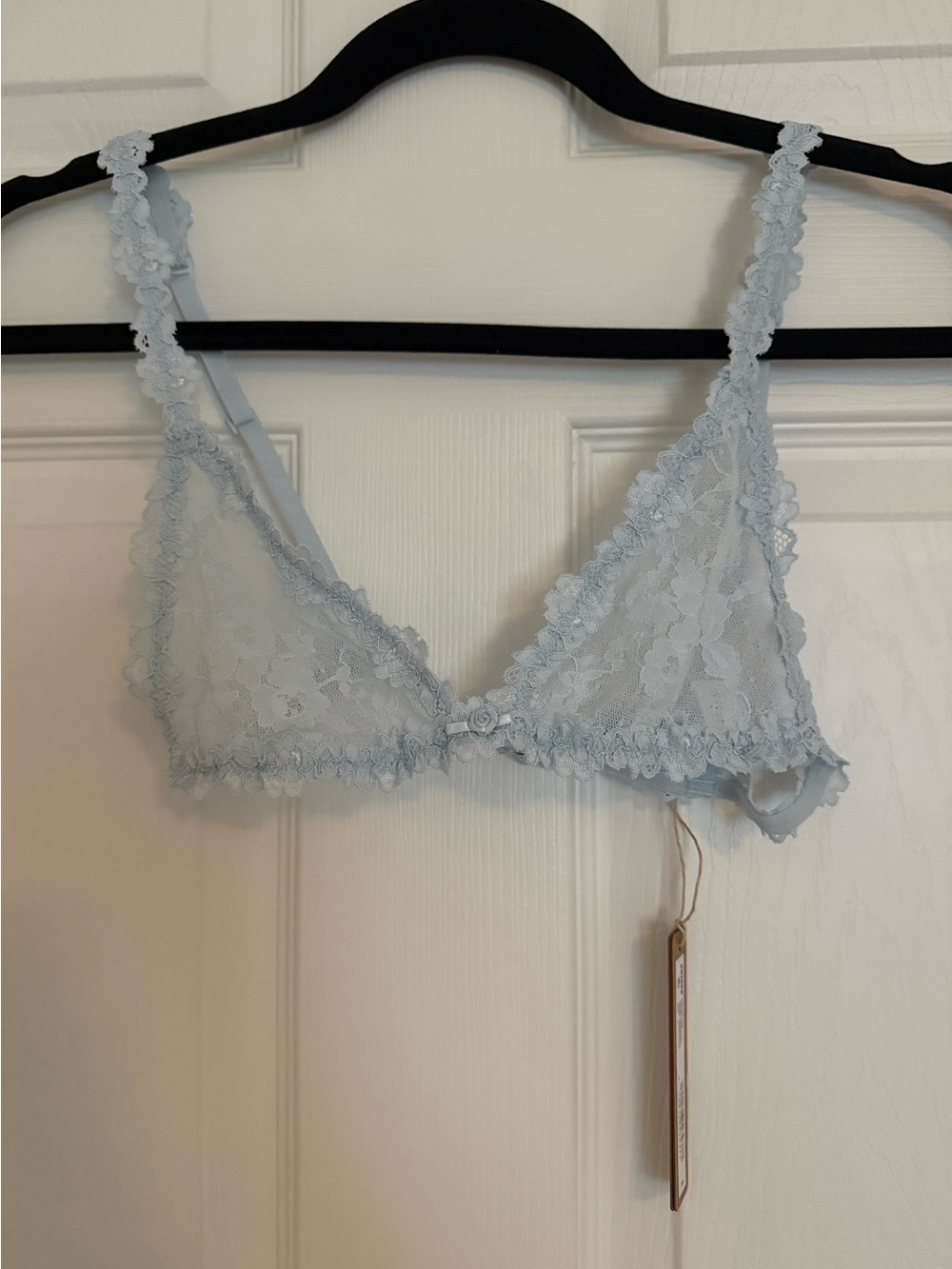 SKIMS stretch lace triangle bralette powder blue S